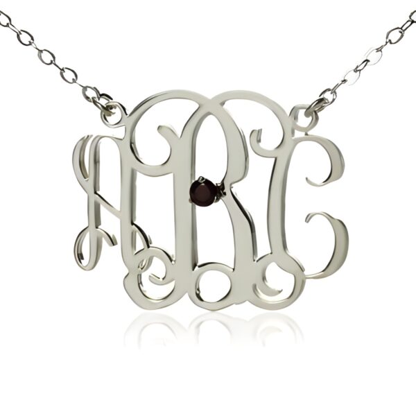 Personalized monogram necklace with birthstone gift
