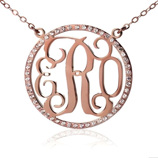 Rose gold birthstone monogram necklace for personalized gifts