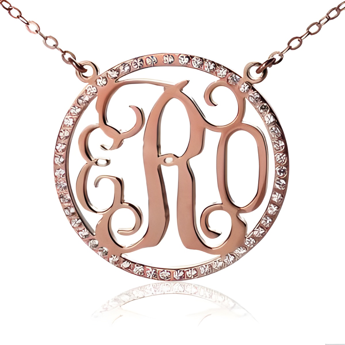 Rose gold birthstone monogram necklace for personalized gifts