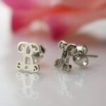 Embrace Your Story – Elegant Single Initial Sterling Silver Stud Earrings – A Timeless Treasure for You or Someone Special - Image 2