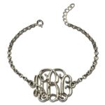 3D monogram sterling silver bracelet for personalized gifts