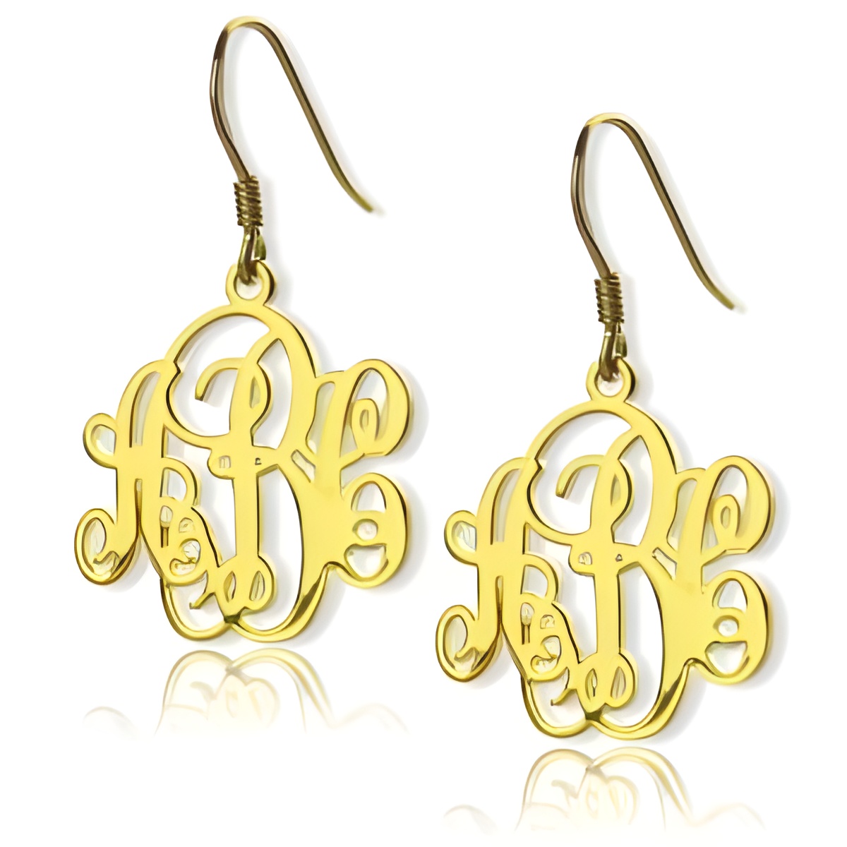 Personalized monogram initial earrings in 18K gold plating