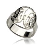 Personalized monogram initial ring in sterling silver