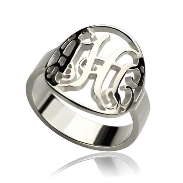 Personalized monogram initial ring in sterling silver