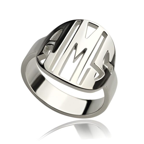 Personalized sterling silver monogram ring for unique identity
