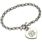 Monogram sterling silver toggle bracelet for her