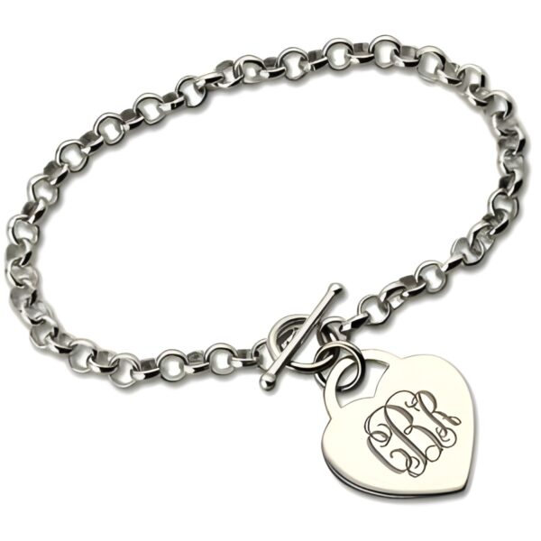 Monogram sterling silver toggle bracelet for her