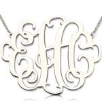 Bold monogram necklace for her in sterling silver