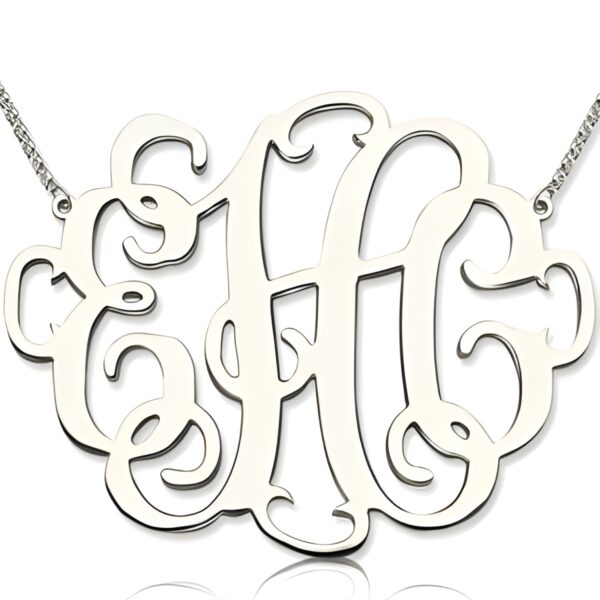 Bold monogram necklace for her in sterling silver