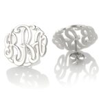 Whispers of Identity – Hand-Painted Silver Monogram Stud Earrings – A Tender Tribute for Her - Image 2