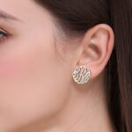 Whispers of Identity – Hand-Painted Silver Monogram Stud Earrings – A Tender Tribute for Her - Image 3