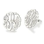 Hand-painted silver monogram earrings for personal expression