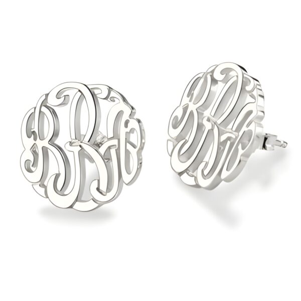Hand-painted silver monogram earrings for personal expression