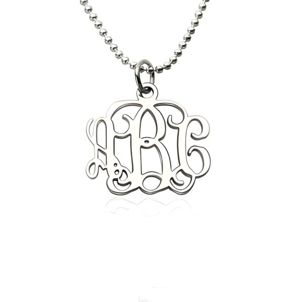 Three-initial sterling silver necklace for personal stories
