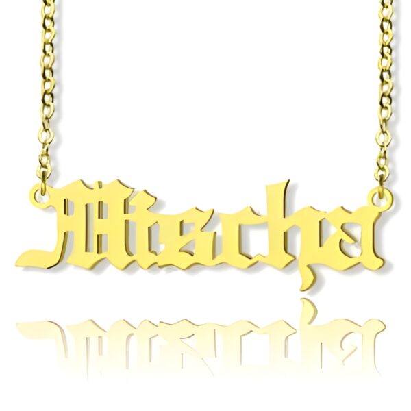 Old English name necklace in 18k gold plating