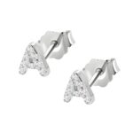 Initial stud earrings with birthstone sparkle