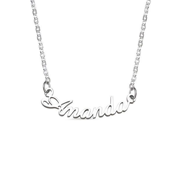 Custom name necklace with smiling arc for joy