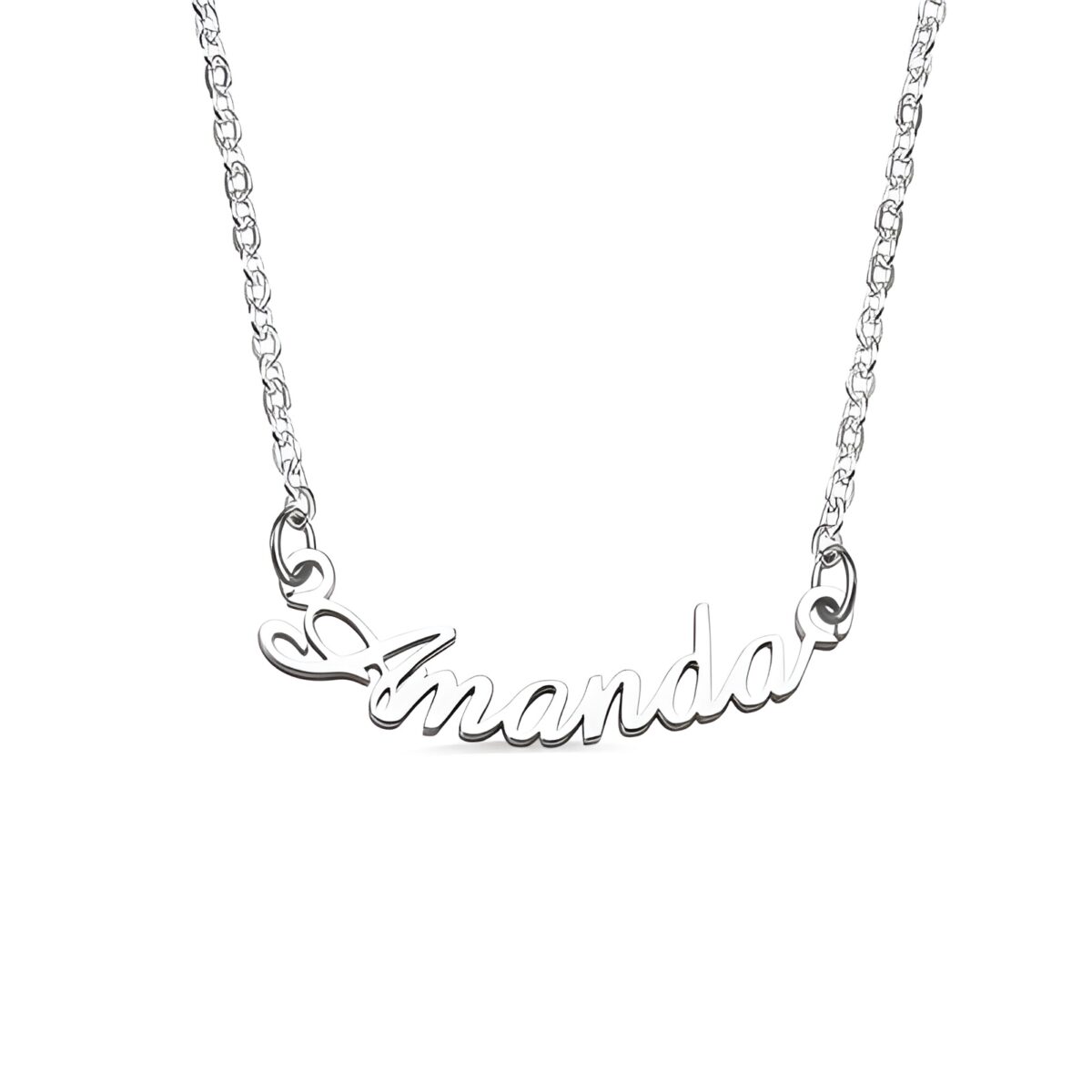 Custom name necklace with smiling arc for joy