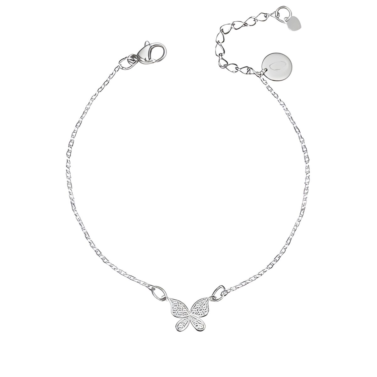 Sterling silver butterfly anklet for grace and luck