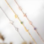 Carry Your Story Close – Sideways Initial & Birthstone Bracelet – A Cherished Keepsake for Loved Ones - Image 2