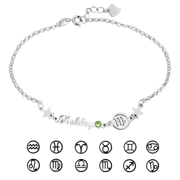 Custom constellation name bracelet with birthstone