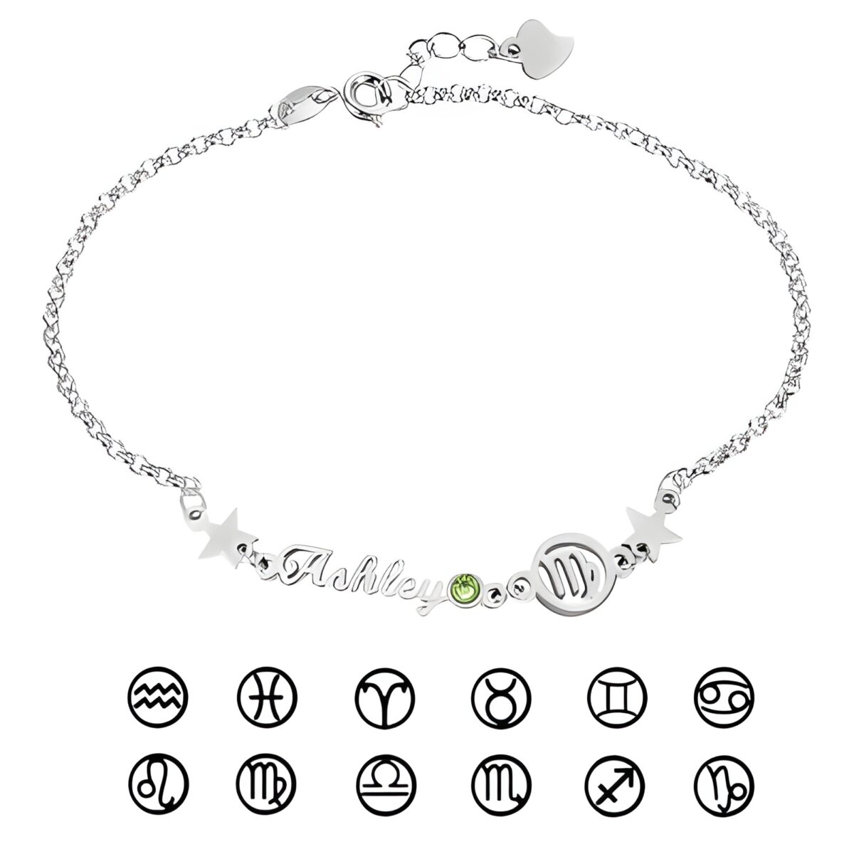 Custom constellation name bracelet with birthstone