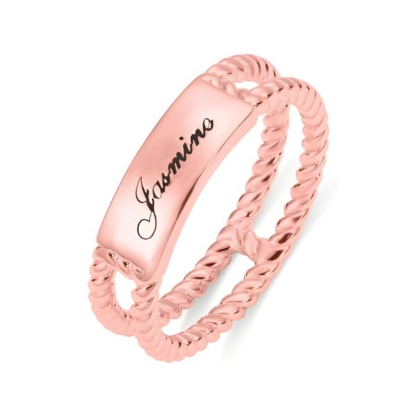 Personalized rose gold name ring for cherished connections