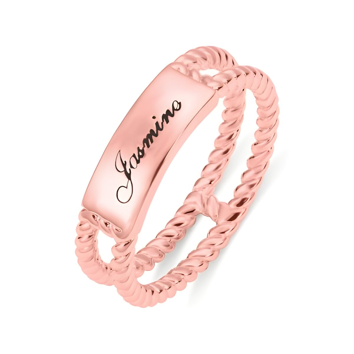 Personalized rose gold name ring for cherished connections
