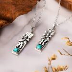 Embrace Your Story – Turquoise Initial Bar Necklace – A Thoughtful Treasure for Her - Image 3