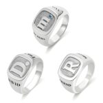 Custom square sterling silver initial signet ring