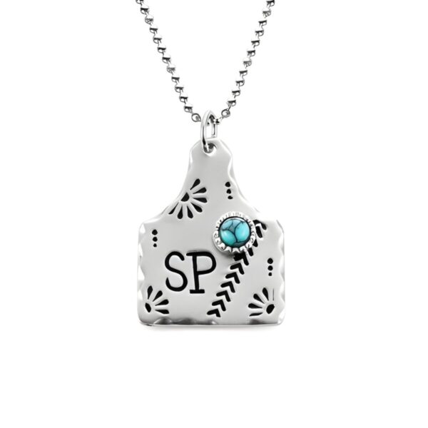 Custom cow tag turquoise necklace for meaningful gifts