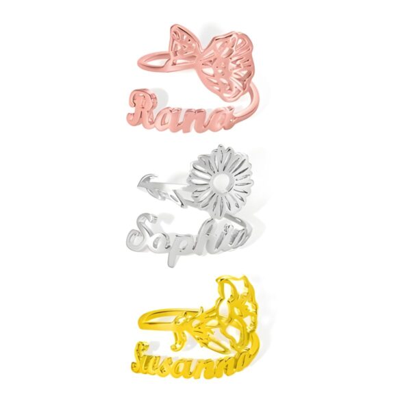 Custom birth flower name ring for heartfelt gifting