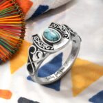 Embrace Fortune and Wisdom – Custom Turquoise Horseshoe Ring – A Cherished Token for Her Special Day - Image 2