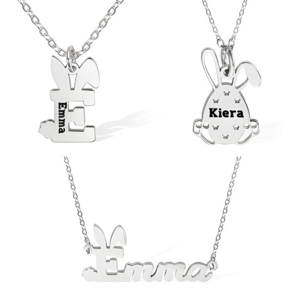 Custom Bunny Name Necklace for Easter celebrations
