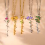 Embrace Your Story – Birth Flower Name Necklace – A Cherished Keepsake for Her Special Day - Image 2