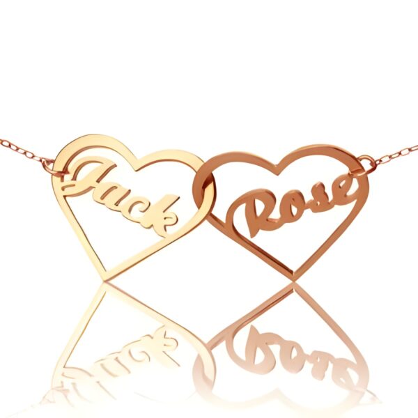Personalized rose gold love necklace with names