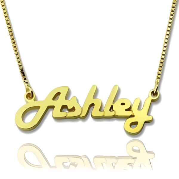 Personalized gold name necklace shining brightly