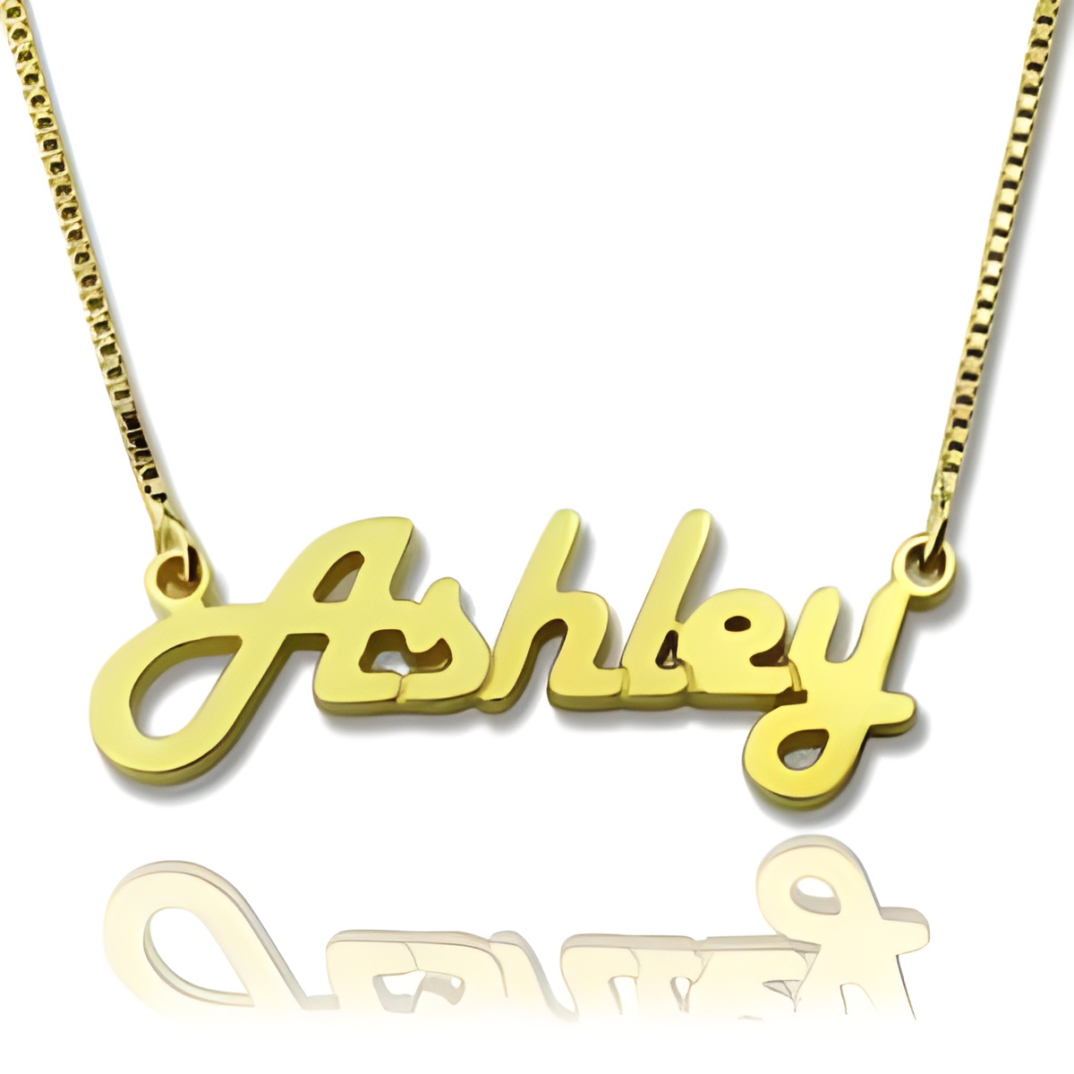 Personalized gold name necklace shining brightly