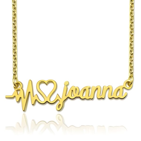Personalized heartbeat name necklace in gold-plated silver