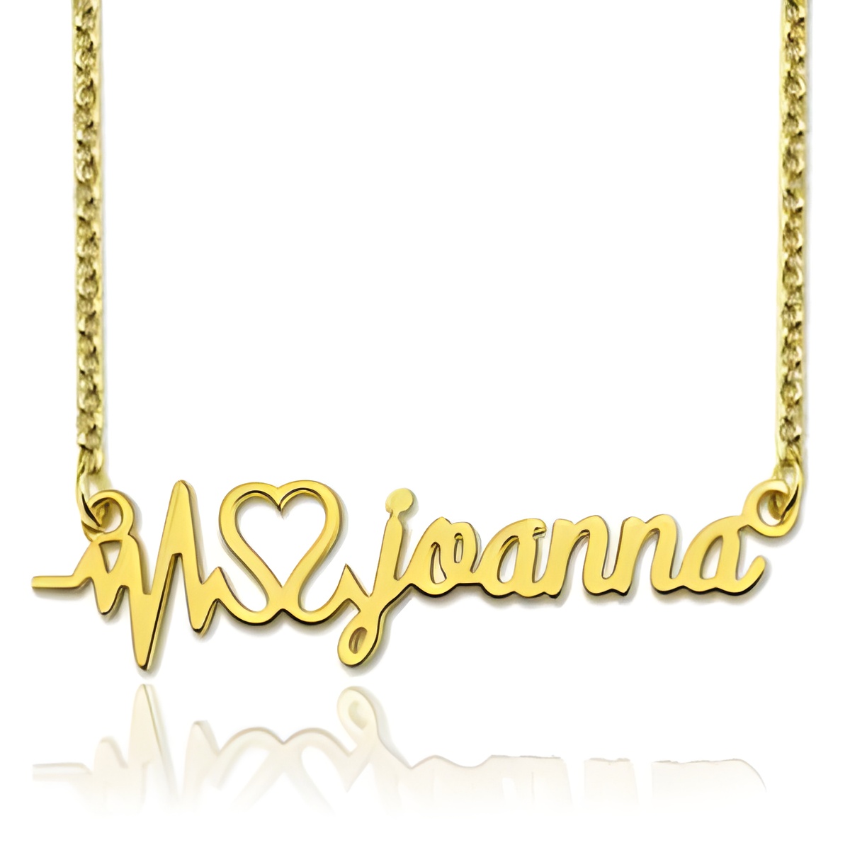 Personalized heartbeat name necklace in gold-plated silver