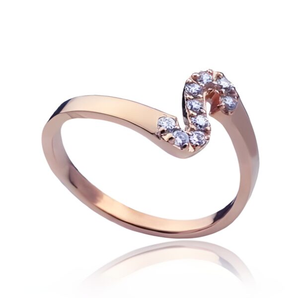 Rose gold birthstone initial ring for personal stories