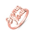 Double name script ring in rose gold for her