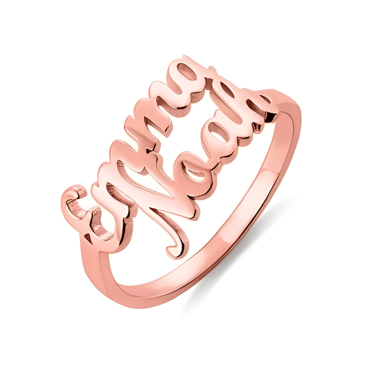 Double name script ring in rose gold for her