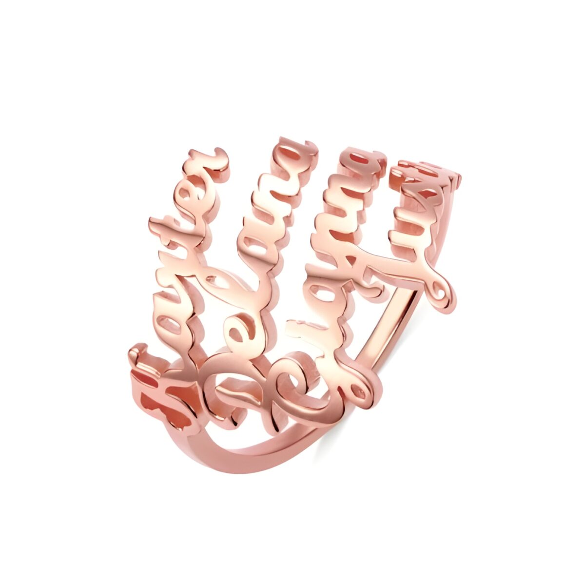 four-name twist ring rose gold – Four-name twist ring in rose gold
