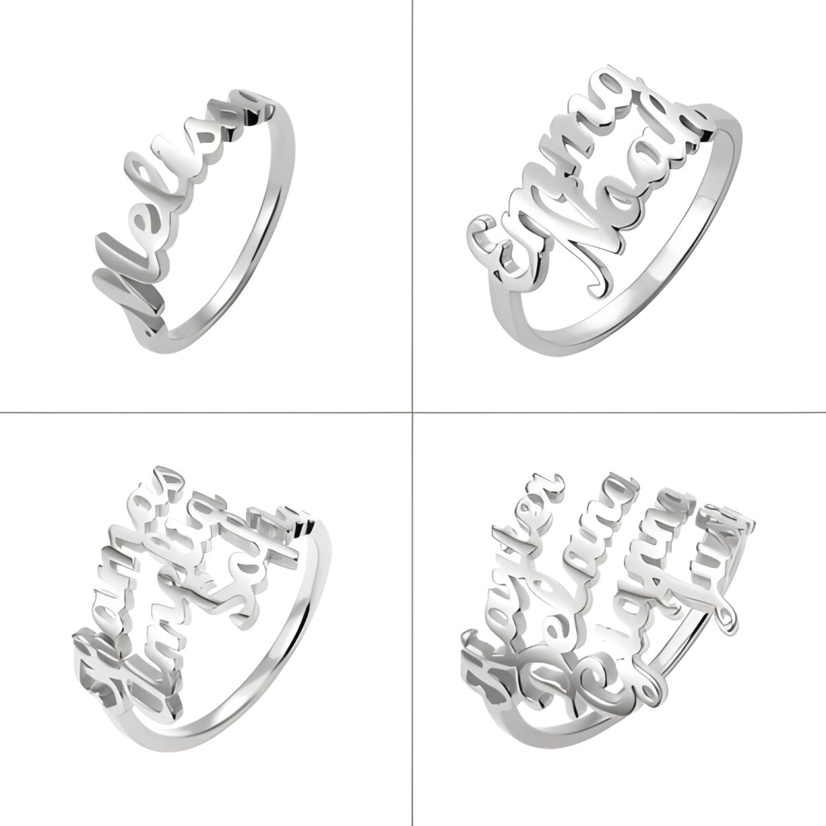 Silver name ring with multiple names for cherished connections