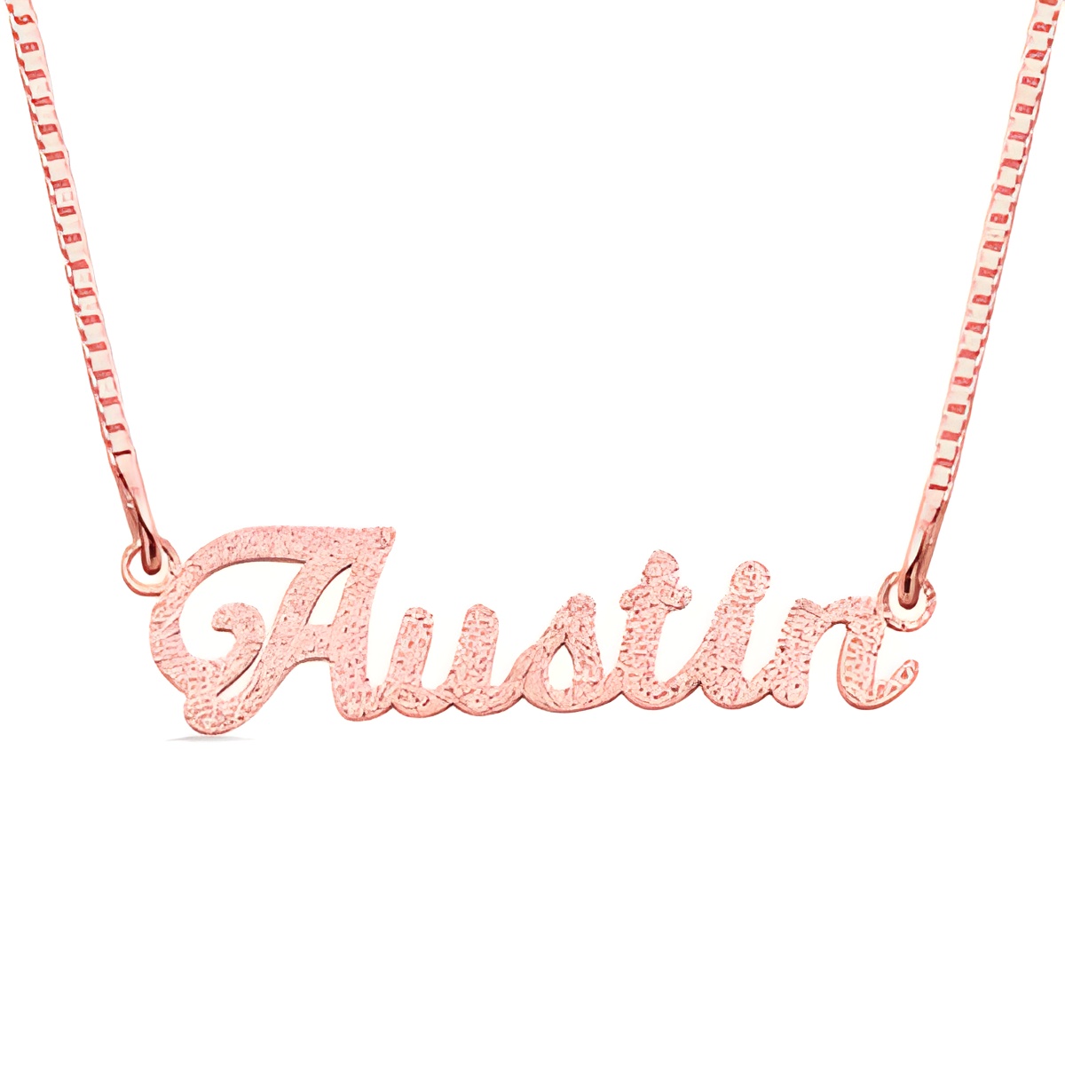 Sparkling rose gold name necklace for personal stories