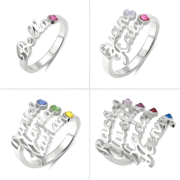 Birthstone name ring for loved ones