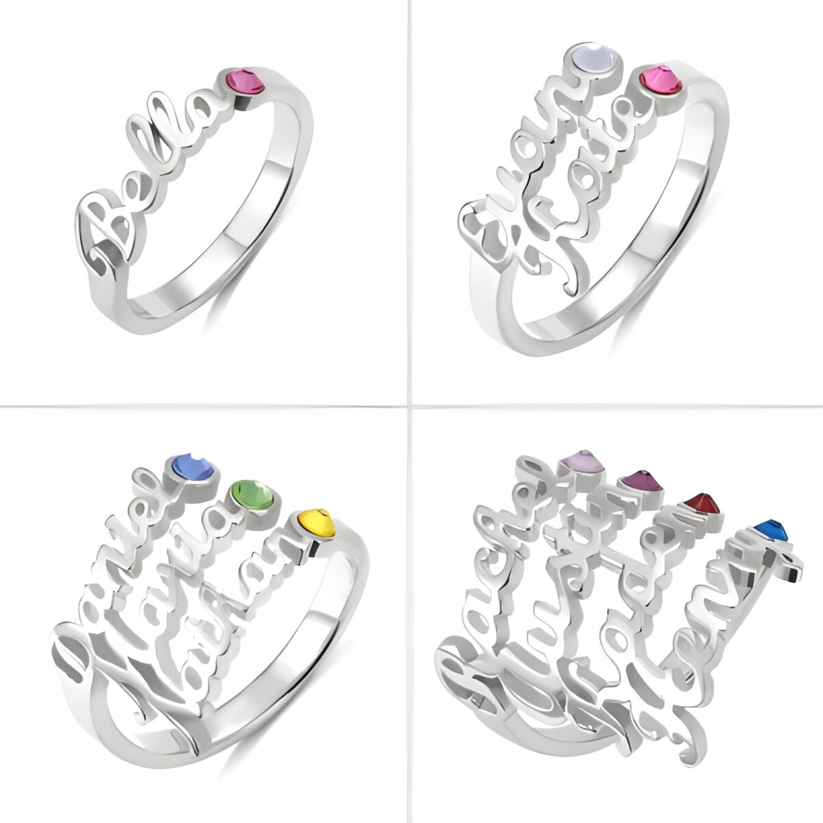 Birthstone name ring for loved ones