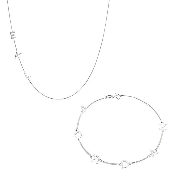 Sideways initial necklace or bracelet for personalized gifts