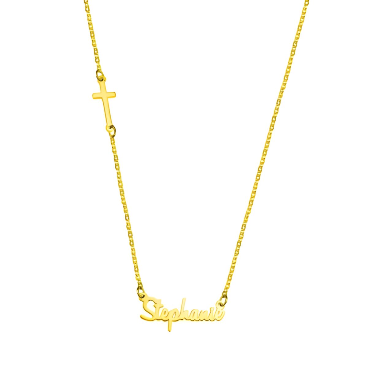 Personalized sideways cross name necklace for cherished moments